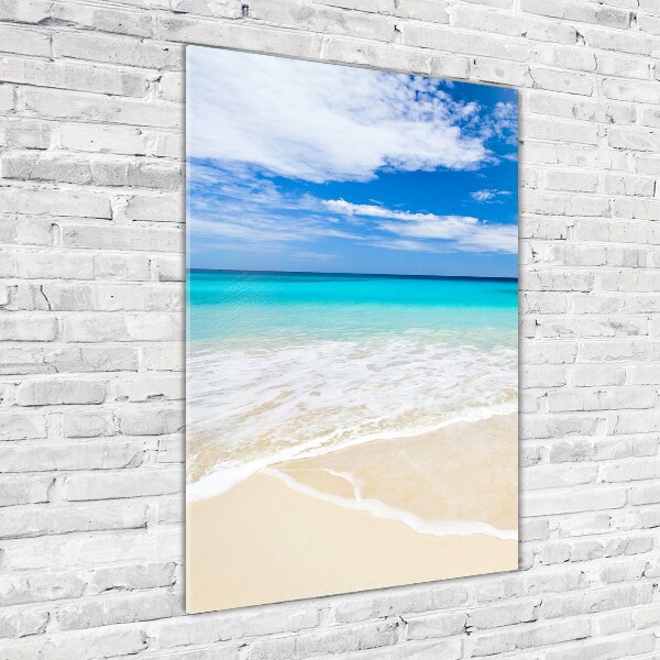 Cuadro de metacrilato moderno efecto cristal vertical Playa tropical