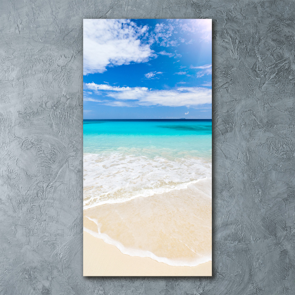 Cuadro de metacrilato moderno efecto cristal vertical Playa tropical