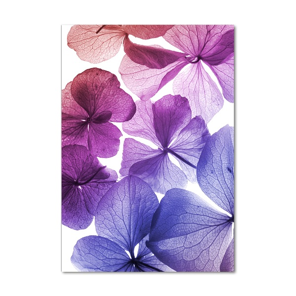 Cuadro decorativo en acrílico brillante vertical flores moradas