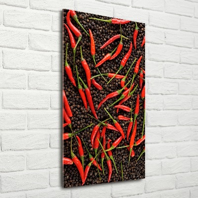 Cuadro decorativo en acrílico brillante vertical chiles