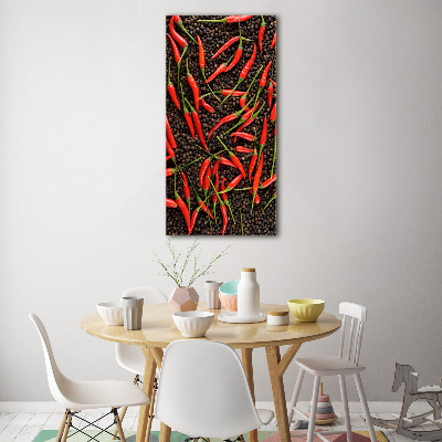 Cuadro decorativo en acrílico brillante vertical chiles