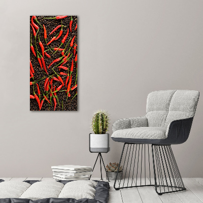 Cuadro decorativo en acrílico brillante vertical chiles