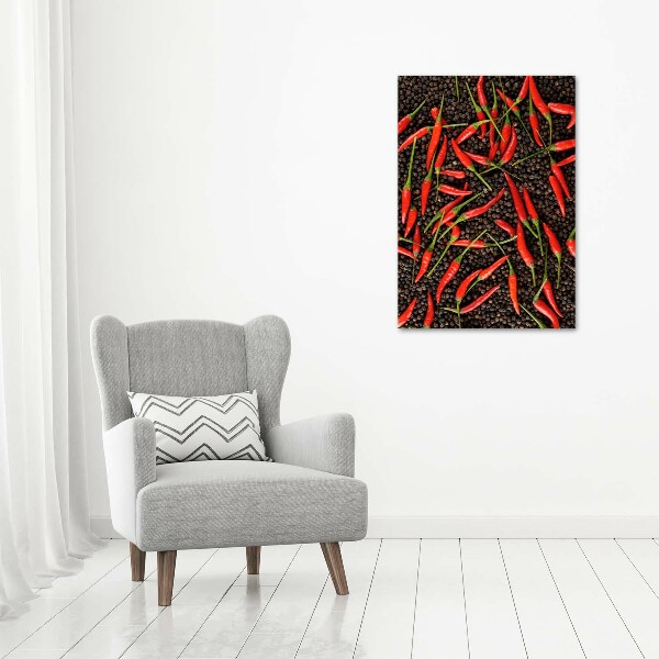 Cuadro decorativo en acrílico brillante vertical chiles