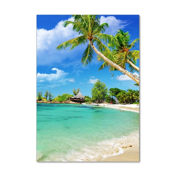 Cuadro decorativo en acrílico brillante vertical Playa tropical