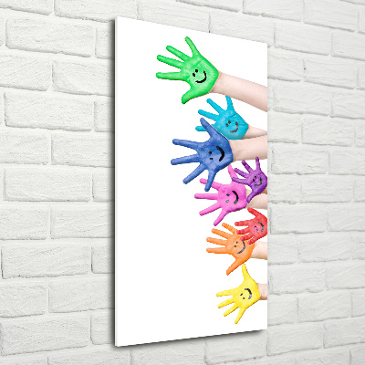 Cuadro de metacrilato moderno efecto cristal vertical Manos pintadas