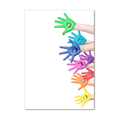 Cuadro de metacrilato moderno efecto cristal vertical Manos pintadas