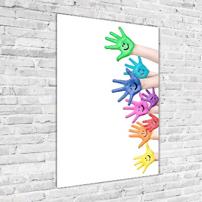 Cuadro de metacrilato moderno efecto cristal vertical Manos pintadas