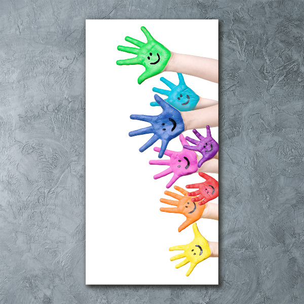 Cuadro de metacrilato moderno efecto cristal vertical Manos pintadas