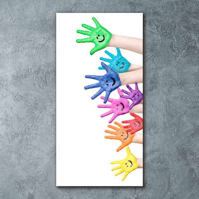 Cuadro de metacrilato moderno efecto cristal vertical Manos pintadas