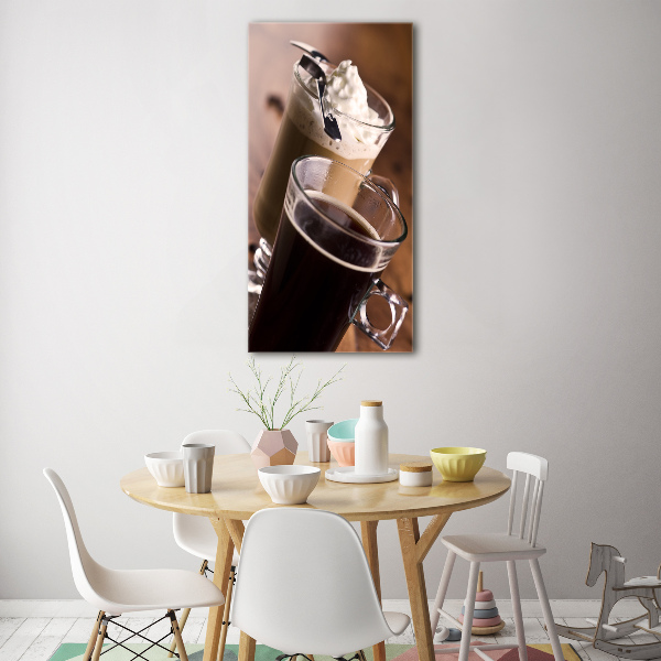 Cuadro de metacrilato moderno efecto cristal vertical Café frappé