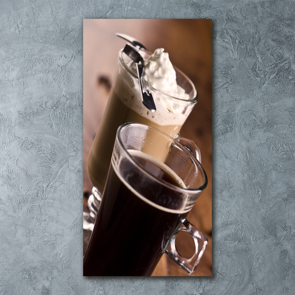 Cuadro de metacrilato moderno efecto cristal vertical Café frappé