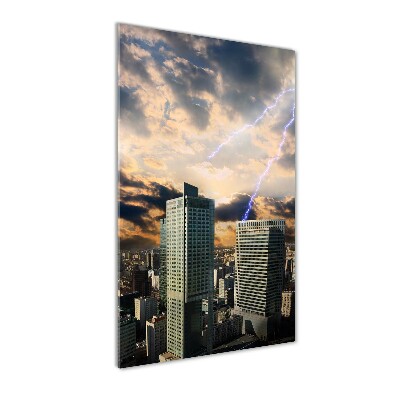 Cuadro de metacrilato moderno efecto cristal vertical Tormenta sobre Varsovia