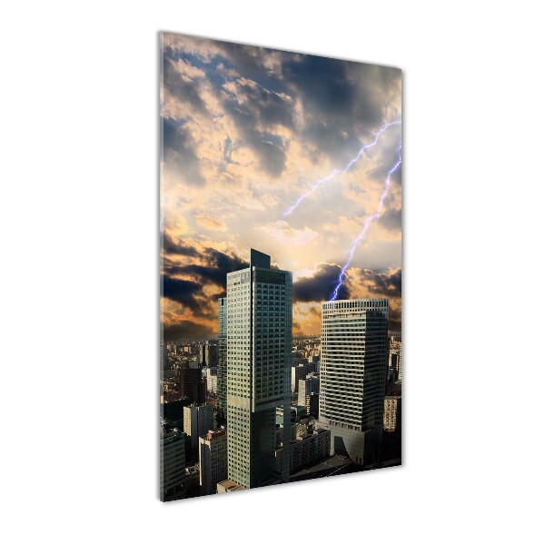 Cuadro de metacrilato moderno efecto cristal vertical Tormenta sobre Varsovia