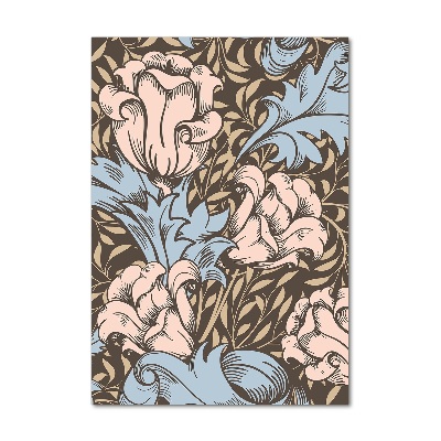 Cuadro decorativo en acrílico brillante vertical Flores y hojas
