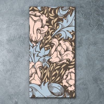Cuadro decorativo en acrílico brillante vertical Flores y hojas