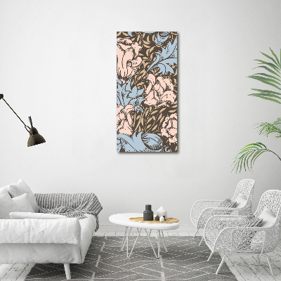 Cuadro decorativo en acrílico brillante vertical Flores y hojas