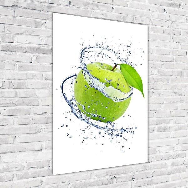 Cuadro de metacrilato moderno efecto cristal vertical manzanas verdes