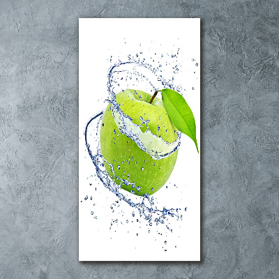 Cuadro de metacrilato moderno efecto cristal vertical manzanas verdes