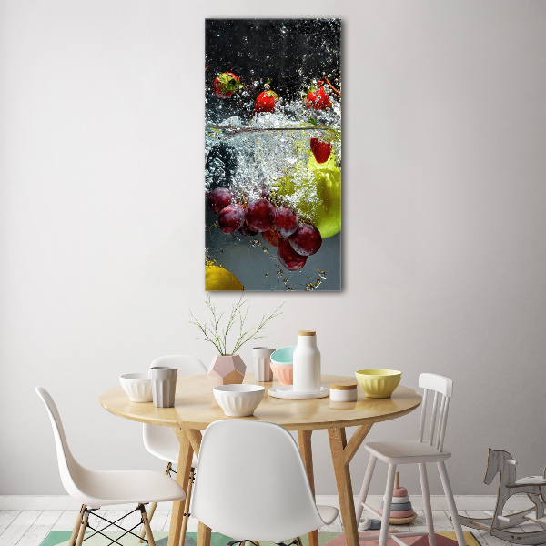 Cuadro decorativo en acrílico brillante vertical Frutas bajo el agua