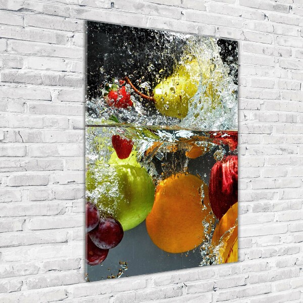 Cuadro decorativo en acrílico brillante vertical Frutas bajo el agua