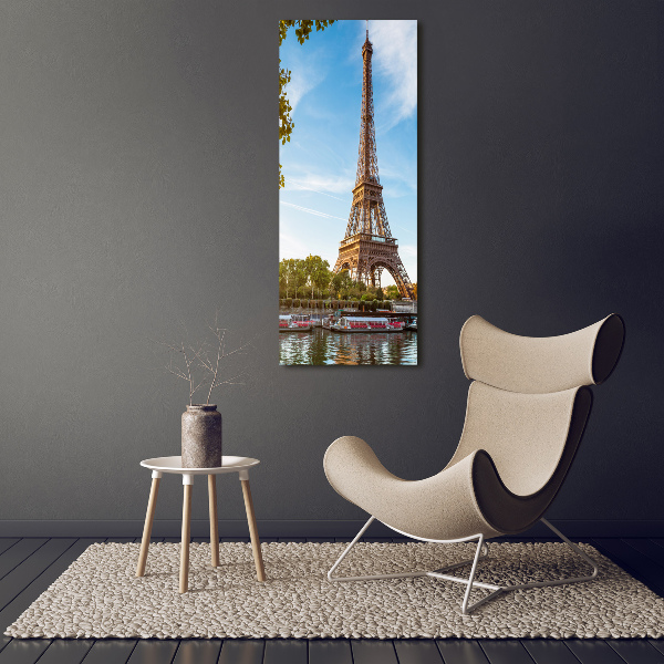 Cuadro de metacrilato moderno efecto cristal vertical Torre Eiffel de París