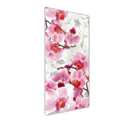 Cuadro decorativo en acrílico brillante vertical Orquídea rosa