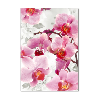 Cuadro decorativo en acrílico brillante vertical Orquídea rosa