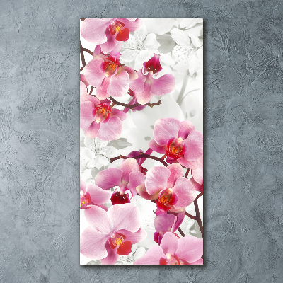 Cuadro decorativo en acrílico brillante vertical Orquídea rosa