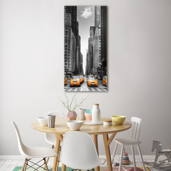 Cuadro decorativo en acrílico brillante vertical Taxis de Nueva York