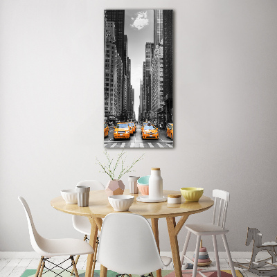 Cuadro decorativo en acrílico brillante vertical Taxis de Nueva York