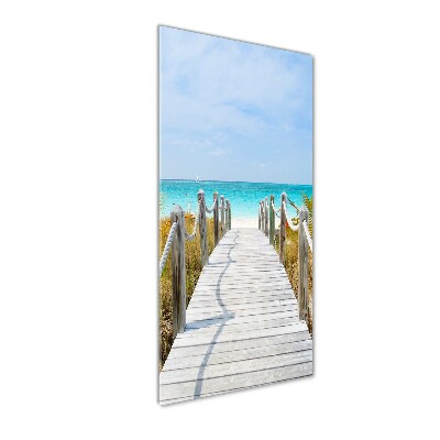 Cuadro de metacrilato moderno efecto cristal vertical Camino a la playa