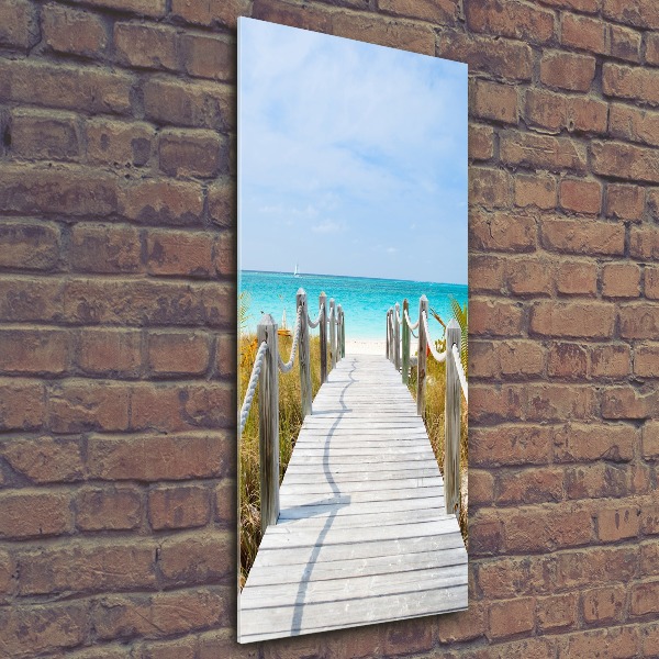 Cuadro de metacrilato moderno efecto cristal vertical Camino a la playa