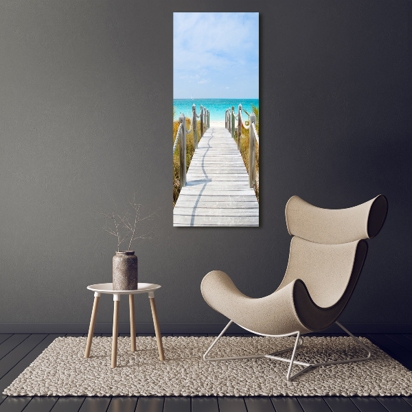 Cuadro de metacrilato moderno efecto cristal vertical Camino a la playa