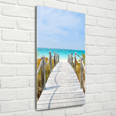 Cuadro de metacrilato moderno efecto cristal vertical Camino a la playa
