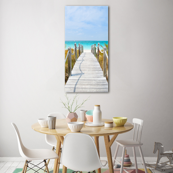 Cuadro de metacrilato moderno efecto cristal vertical Camino a la playa