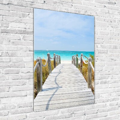 Cuadro de metacrilato moderno efecto cristal vertical Camino a la playa