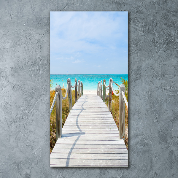 Cuadro de metacrilato moderno efecto cristal vertical Camino a la playa