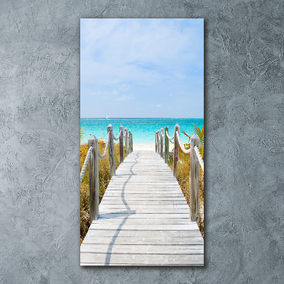 Cuadro de metacrilato moderno efecto cristal vertical Camino a la playa