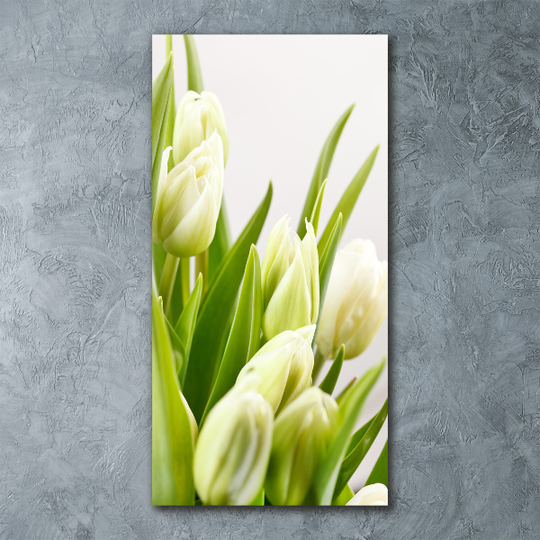 Cuadro de metacrilato vertical tulipanes blancos