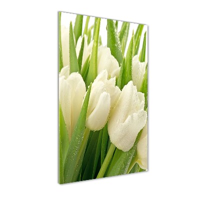 Cuadro de metacrilato vertical tulipanes blancos