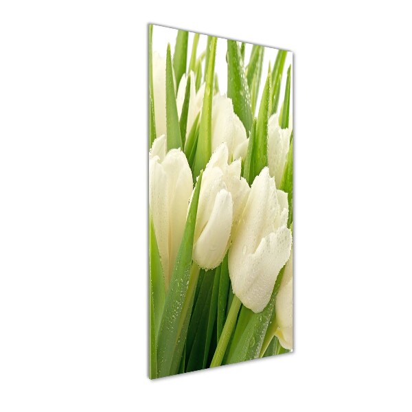 Cuadro de metacrilato vertical tulipanes blancos