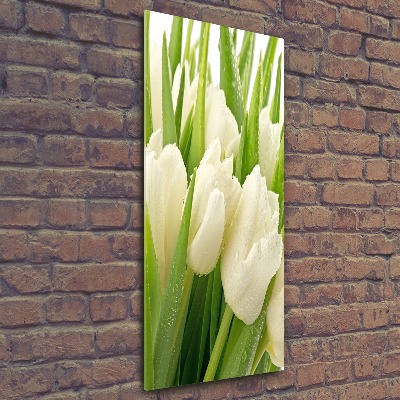 Cuadro de metacrilato vertical tulipanes blancos