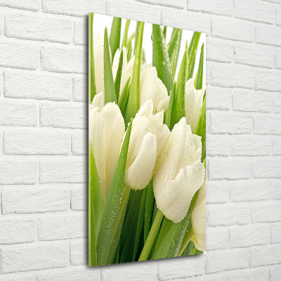 Cuadro de metacrilato vertical tulipanes blancos