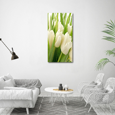 Cuadro de metacrilato vertical tulipanes blancos