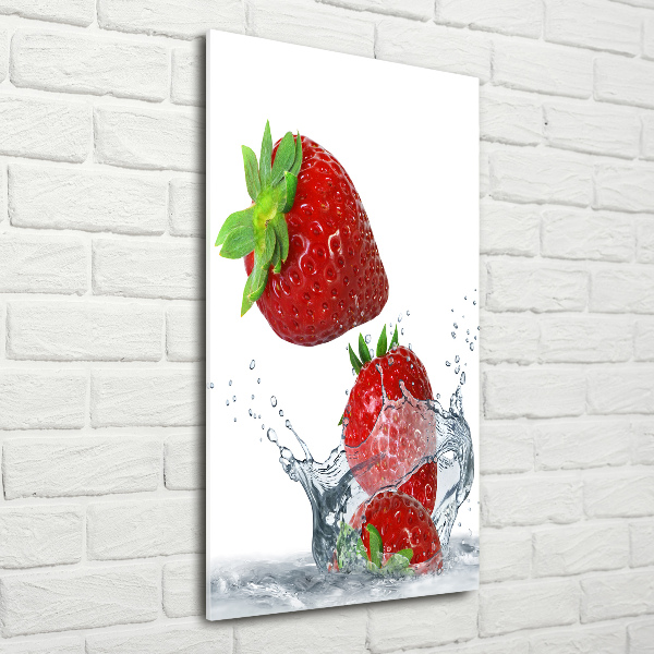 Cuadro decorativo en acrílico brillante vertical fresas