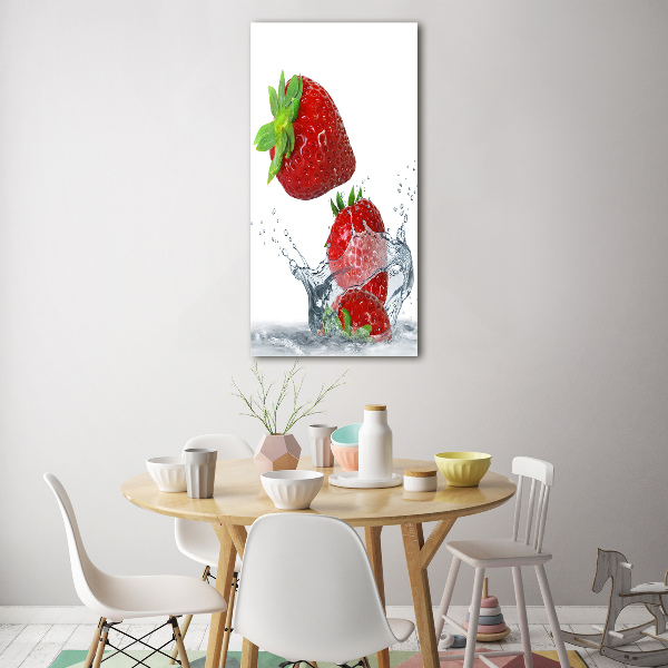 Cuadro decorativo en acrílico brillante vertical fresas