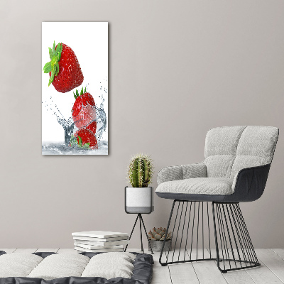 Cuadro decorativo en acrílico brillante vertical fresas