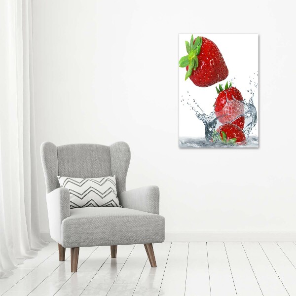 Cuadro decorativo en acrílico brillante vertical fresas