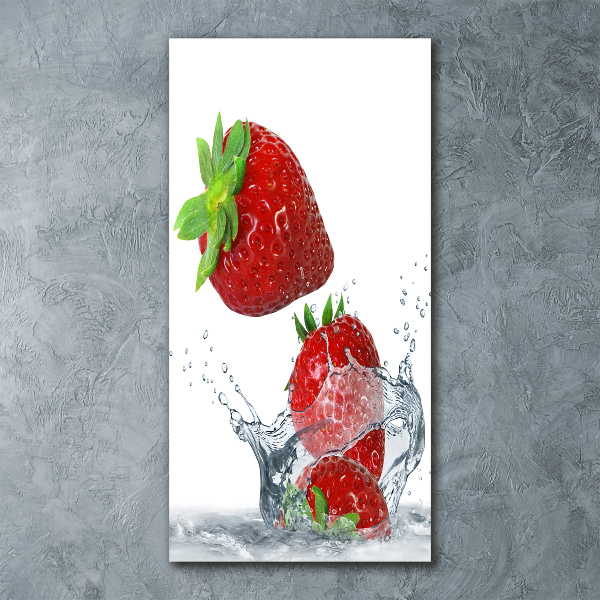 Cuadro decorativo en acrílico brillante vertical fresas