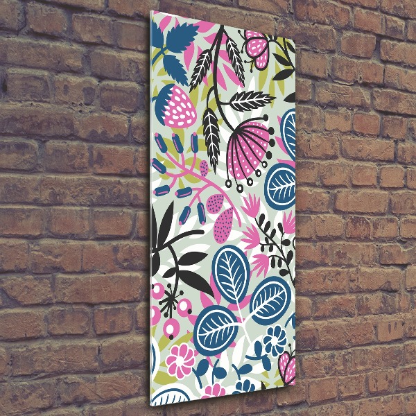 Cuadro de metacrilato moderno efecto cristal vertical Flores